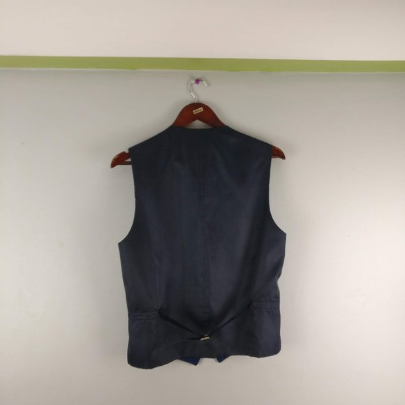 Dress Vest, Blue/Black Checkered Vest, Formal Shirt Vest 36R - Picture 7 of 14